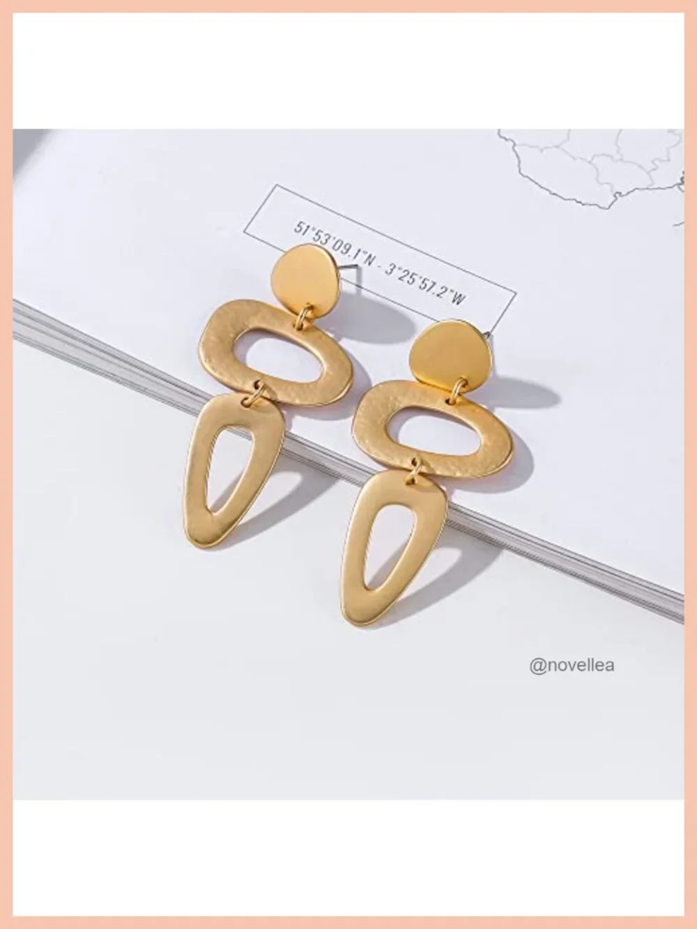 Matte Gold Geometric Dangle Earrings Women Drop Statement
